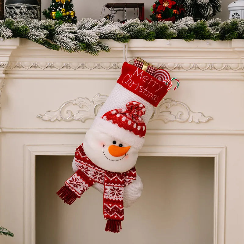 Christmas Decorative Socks 3D Elderly Elk Knitted Socks Children&
