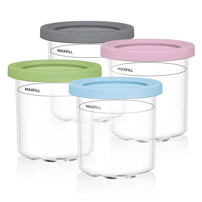 4-Pack Replacement Containers &amp; Lids for Nin-ja Creami Deluxe Pints, 16oz, Compatible with NC299AMZ &amp; NC300s, Original Grey