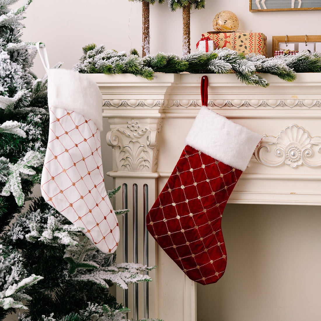 Christmas decoration supplies, high-end Christmas socks, red Christmas stockings, gift bags, tree hanging gift socks