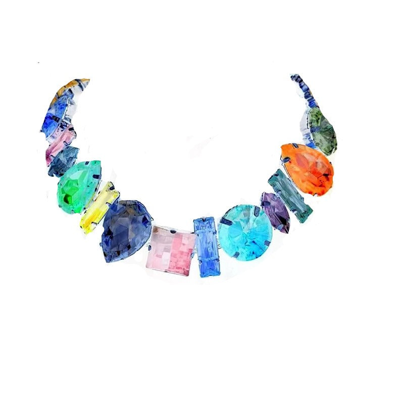 Simple Style Rhinestone Irregular Necklace Luxury Design Women&