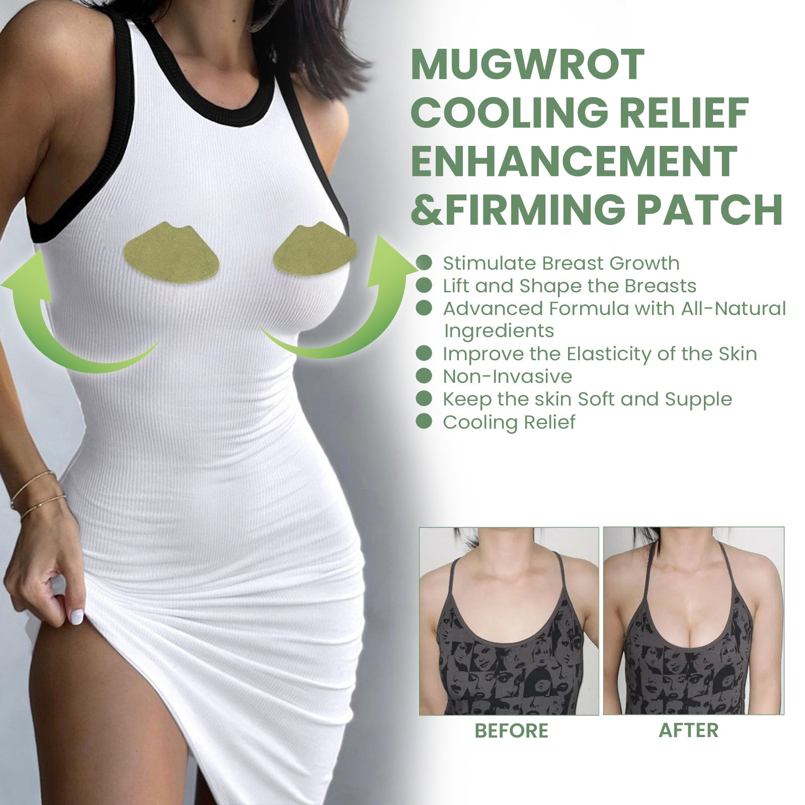 Mugwrot Cooling Relief Enhancements &amp; Firming Patch, Massage Firming Chest Anti-sagging Chest Plump Patch