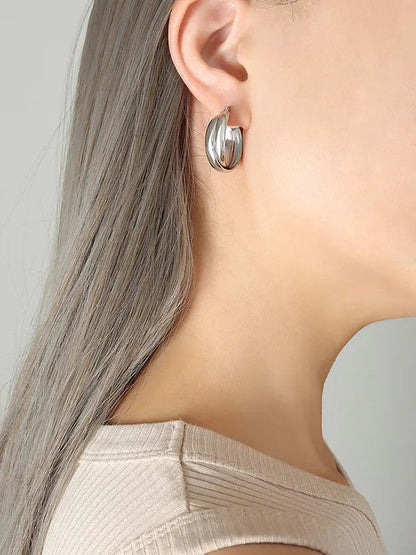 Double U-shaped earrings with titanium personalized earrings for women