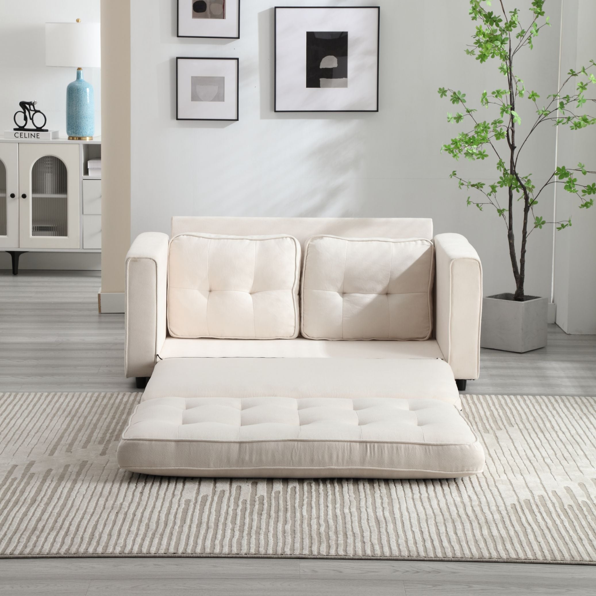 3 Fold Sofa Convertible Futon Couch sleeper sofabed Space saving loveseat Dark Gray &amp; Light Gray &amp; Beige