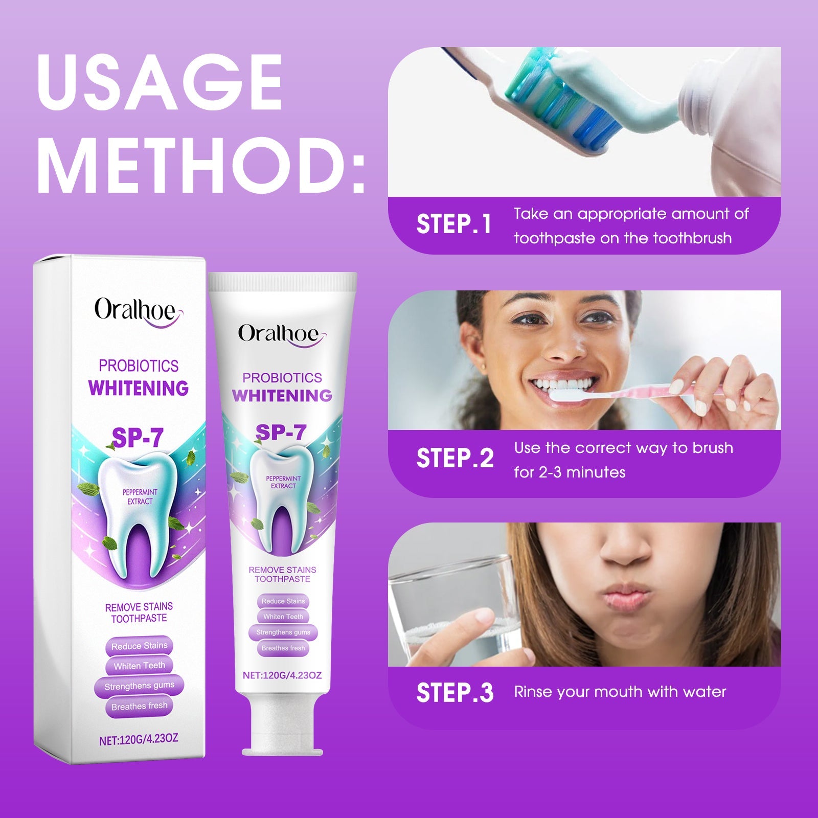 Probiotics Whitening Remove Stains Toothpaste, Dental Care Cleaning Oral Odor Toothstains Tartar Beautifying Teeth Whitening