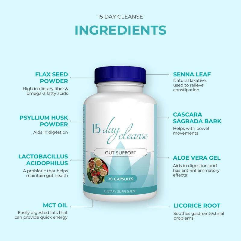 Newest 30 Pills One Bottle TK Hot 15 Day Bowel CLEANSE CAPSULES Constipation &amp; Diarrhea Home Travel Essentials Gifts