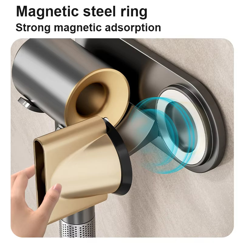 No - drill Magnetic Hair Dryer Wall Mount. Synthetic plastic, for Dyson/Leihen/Kexi. Colors: gray &amp; white