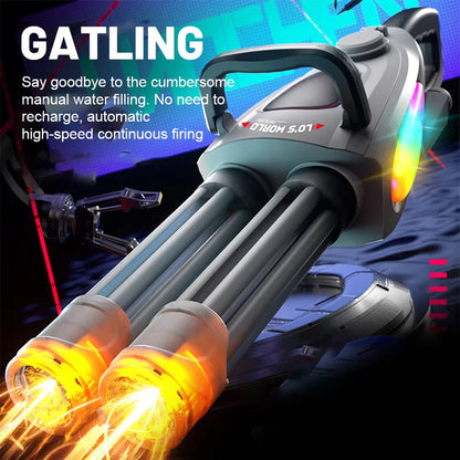 Electric LED Rotating Gatling Water Gun - Auto-Spray Blaster for Kids &amp; Adults (Summer Pool Toy)