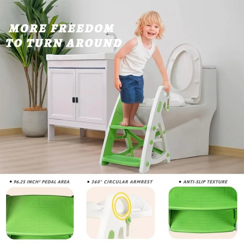 Potty Training Seat &amp; Toddler Step Stool Stability Toddler Toilet Seat Adjustable Height Potty Seats for Toddlers Boys Girls