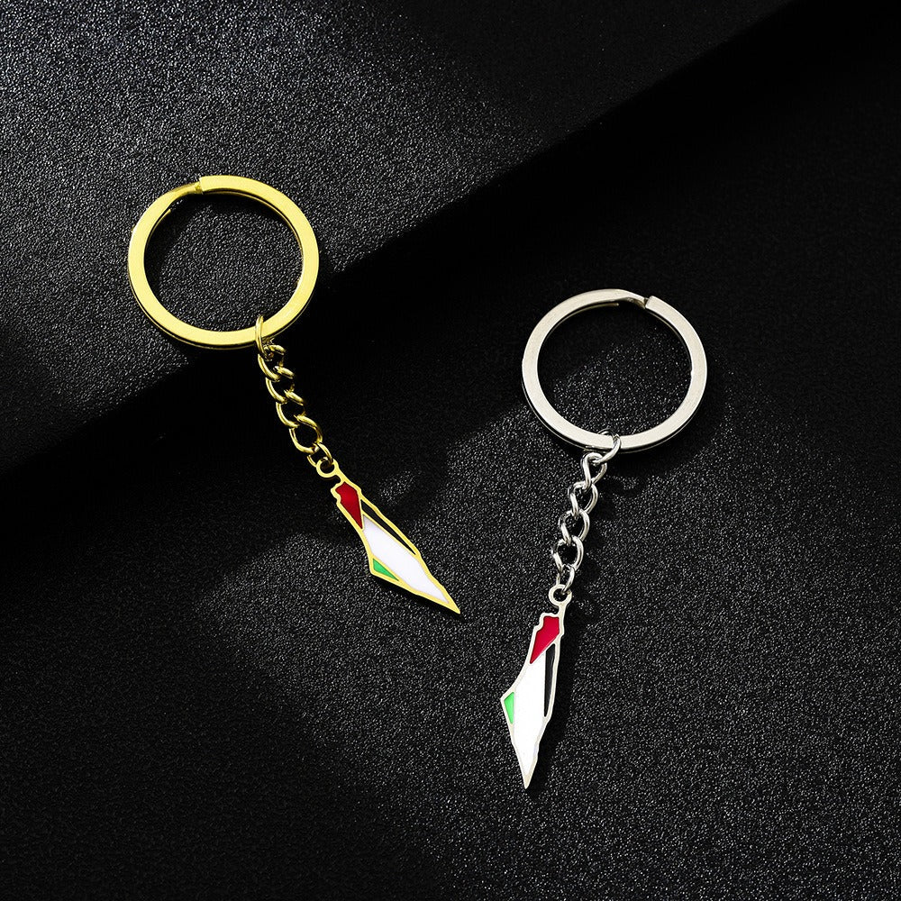 Palestine Israel Map Flag Keychain Accessories Decoration Men&