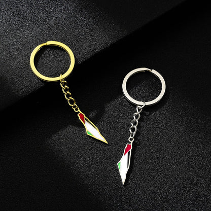 Palestine Israel Map Flag Keychain Accessories Decoration Men&