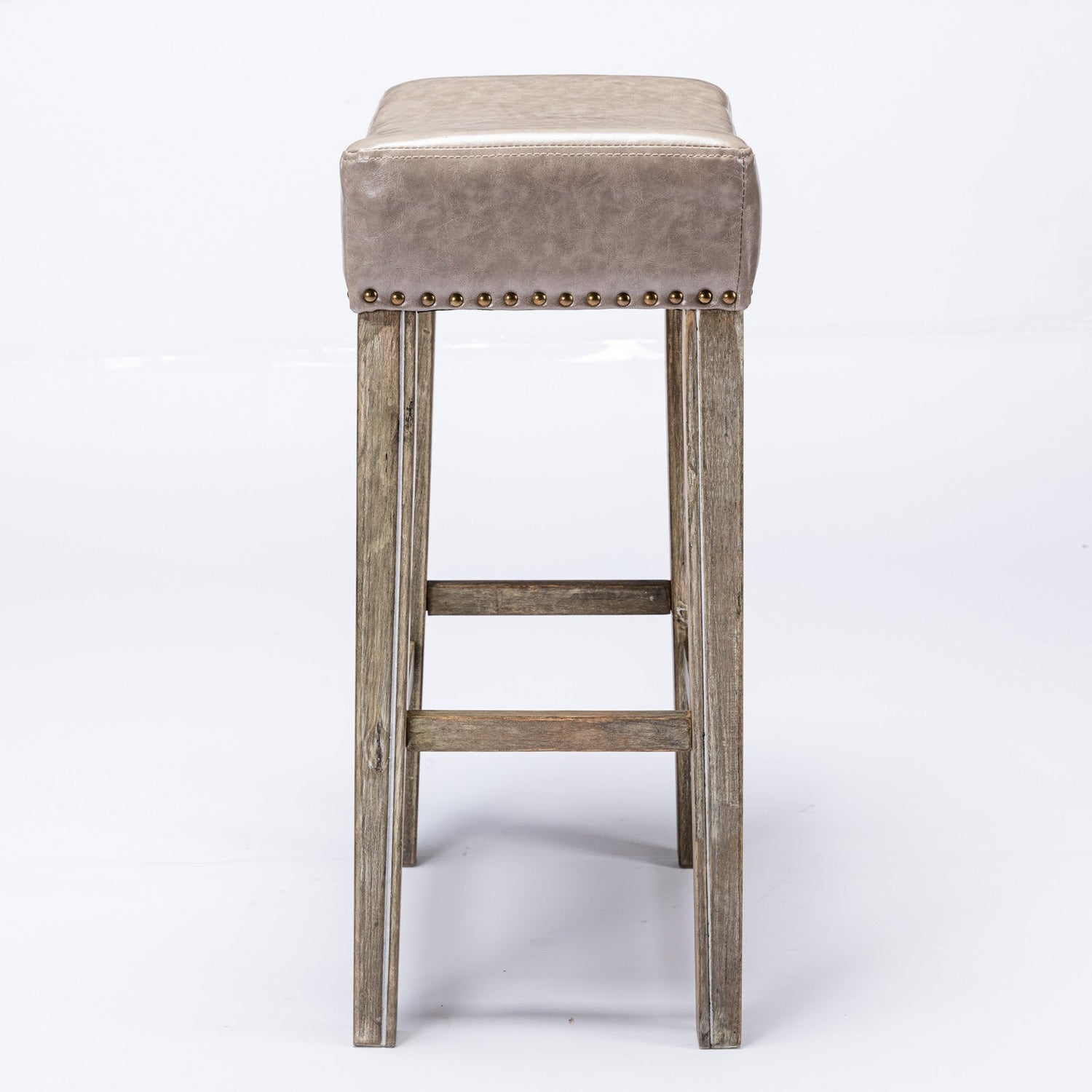 Counter Height 29" Bar Stools for Kitchen Counter Backless Faux Leather Stools Farmhouse Island Chairs (29 Inch Gray Set of 2)