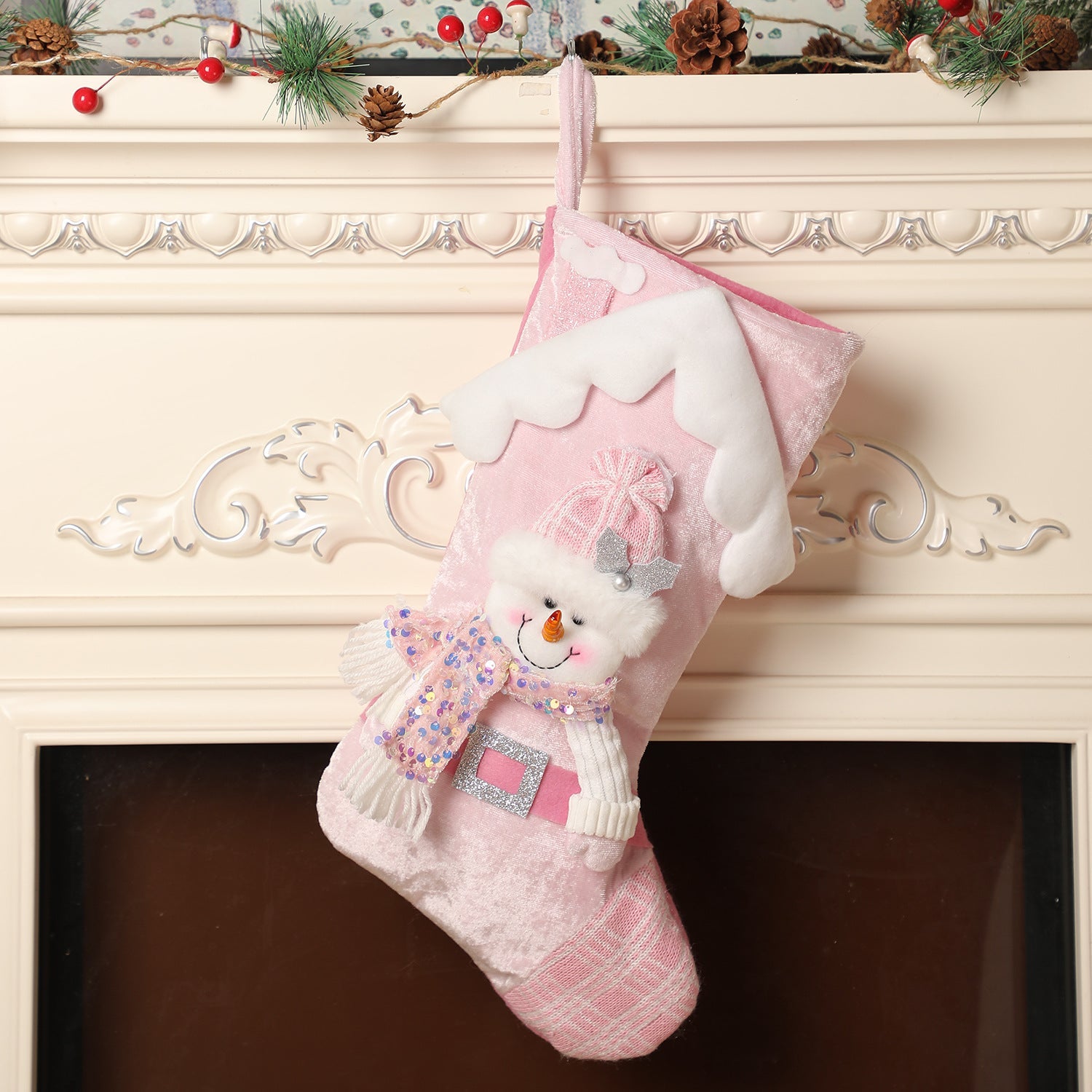 Christmas decoration, pink sequins, children&