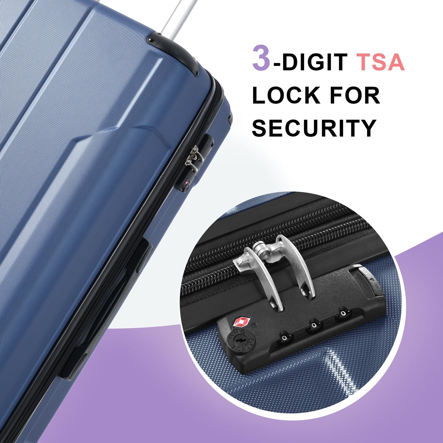 Hardshell Luggage Sets 3 Pcs Spinner Suitcase with TSA Lock Lightweight 20&