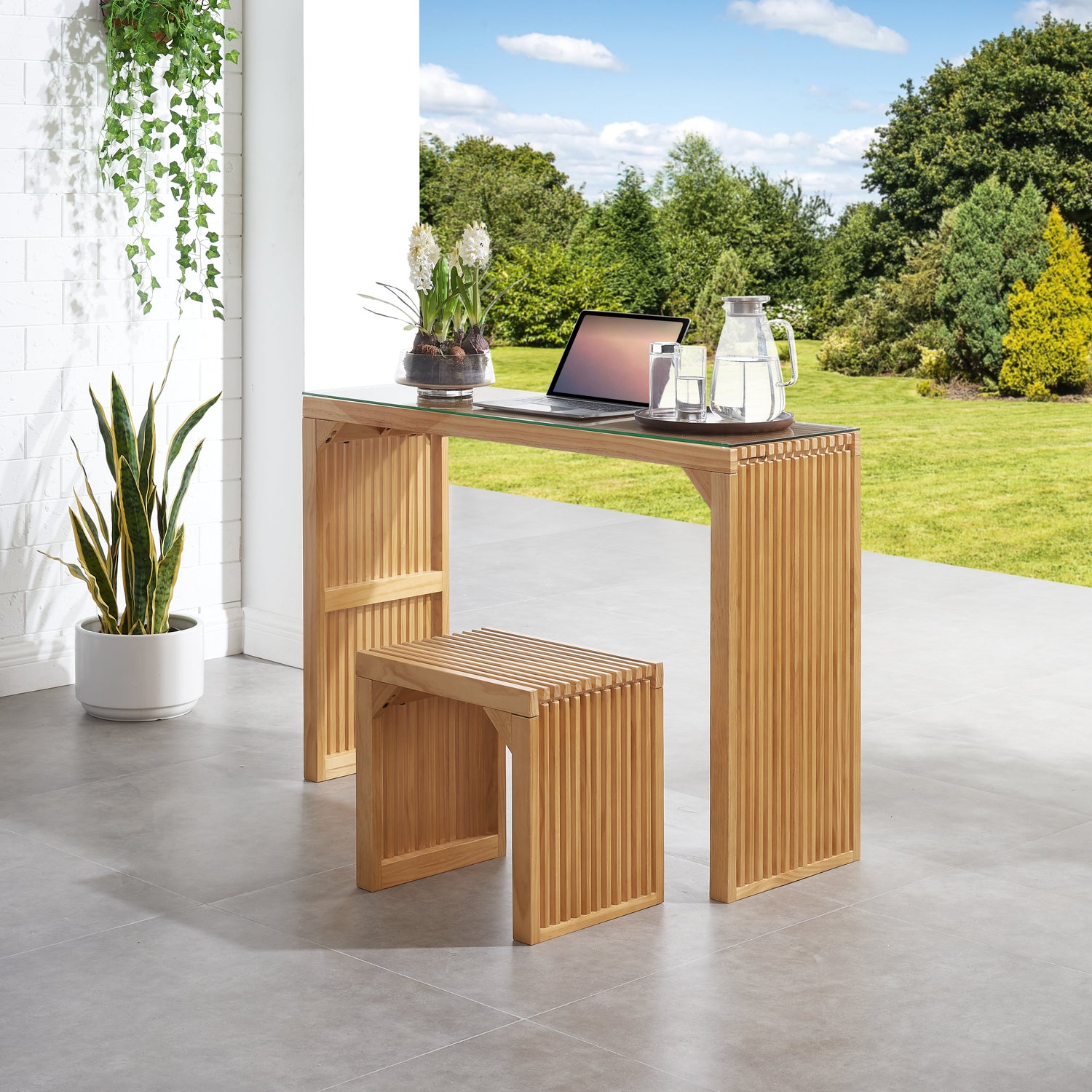 Pine Dining Bench and Table, Indoor Wood Bench for Entryway,Living Room,Kitchen and Bench Set (Nature, Bench &amp; Table) Small