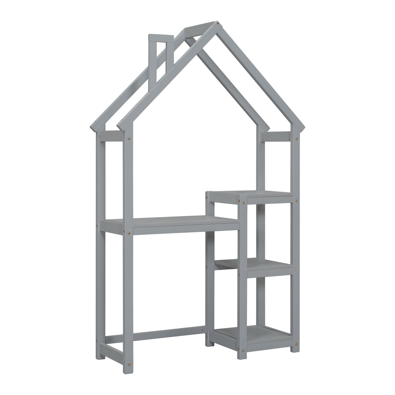 House-shaped Wooden writing Desk,Kids study Table,Bookshelf &amp; Toy Storage,Grey