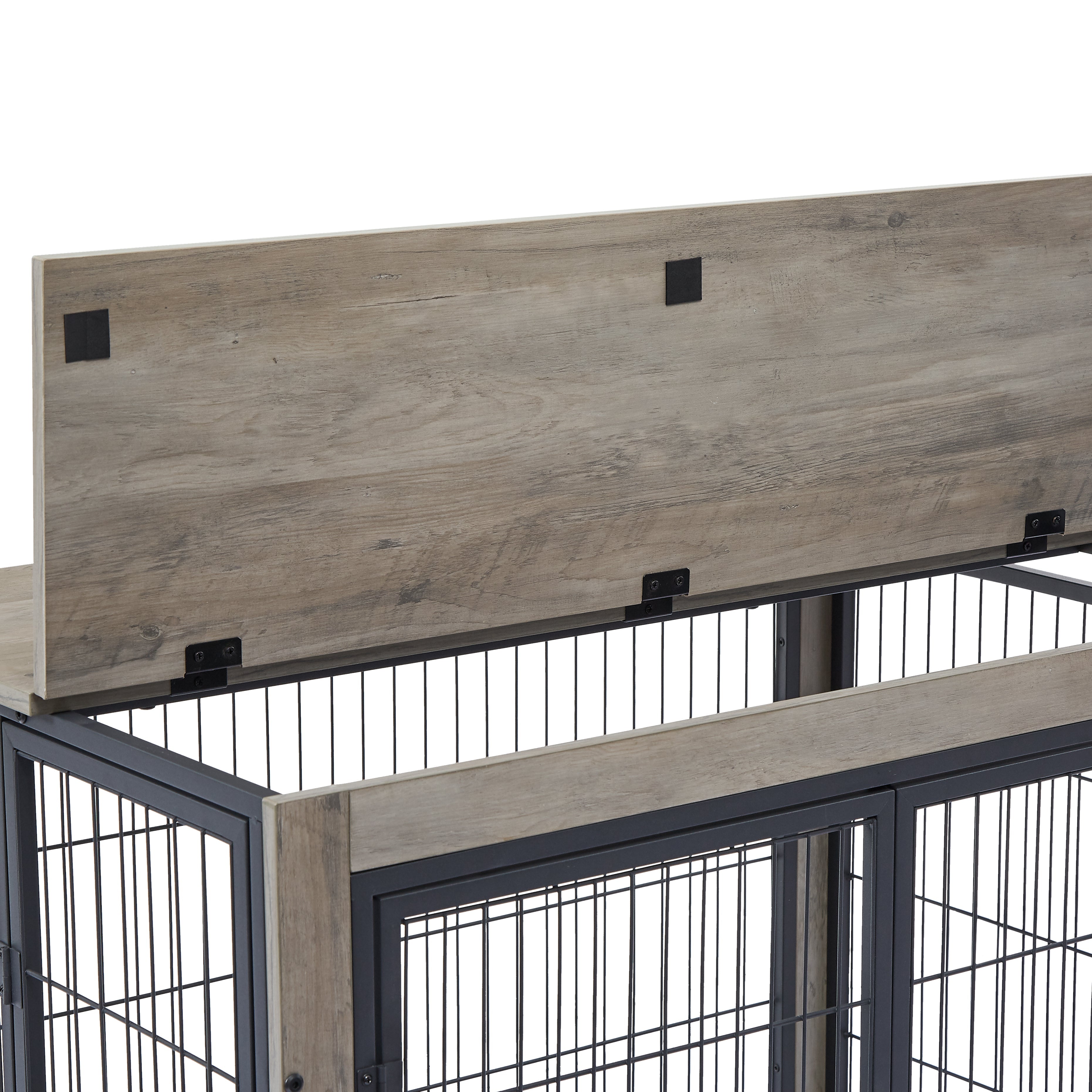 Furniture Dog Cage Crate with Double Doors on Casters. Grey, 31.50&