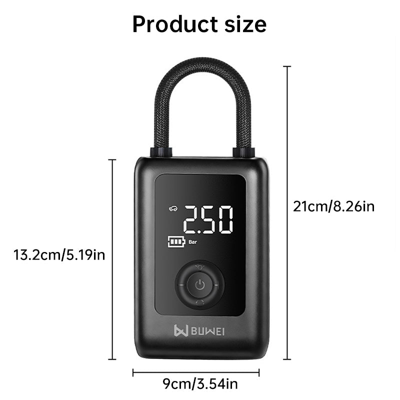 150PSI Rechargeable Electric Tire Pump with Light &amp; LCD: for cars, bikes