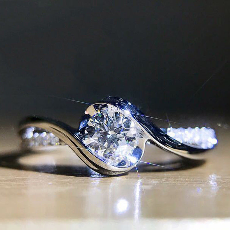 Creative Twisted Arm Eight Heart Eight Arrow Zircon Ring for Women&