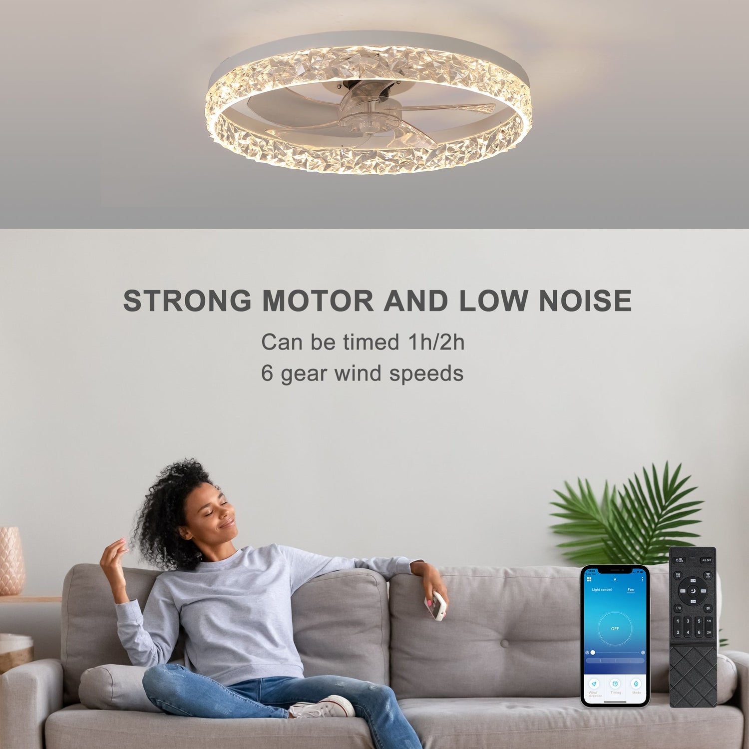 Acrylic Dimmable Ceiling Fan Light