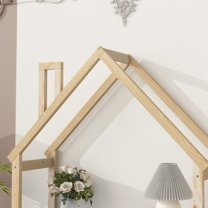 House-shaped Wooden writing Desk Kids study Table Bookshelf &amp; Toy Storage Natural