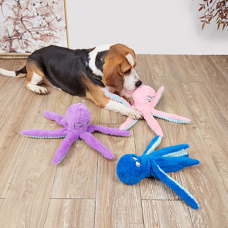 Octopus - shaped indestructible plush dog toy, squeaky &amp; bite - resistant, pet toy supplies