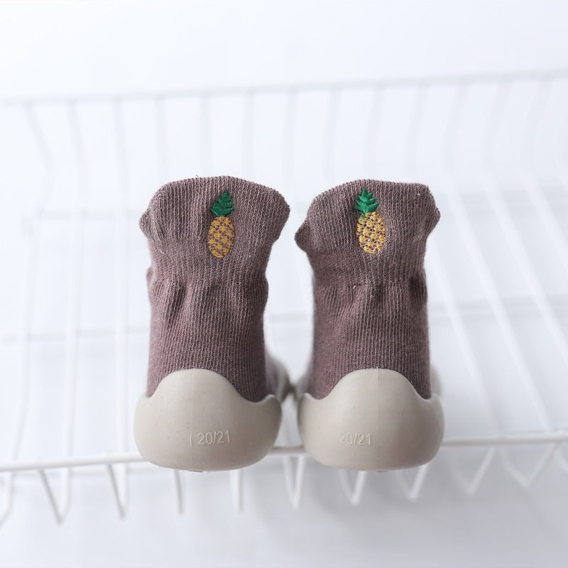 Autumn New Soft Sole Baby Walking Shoes Knitted Embroidered Baby Floor Socks Shoes Avocado Children&