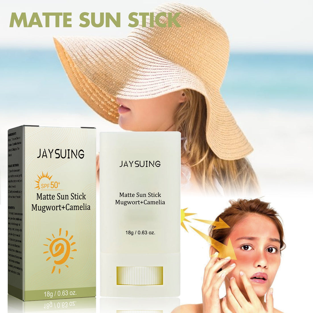 Matte Protective Rod, UV Protection Moisturizing Repair White Skin Summer Refreshing Cream