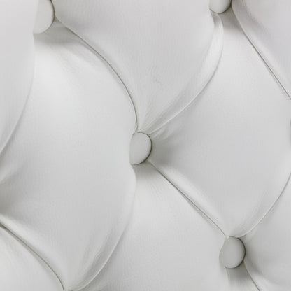 A&amp;A Furniture Nikki Collection Modern High-end Tufted Solid Wood Contemporary PU 2-Pcs Set White+Light Blue