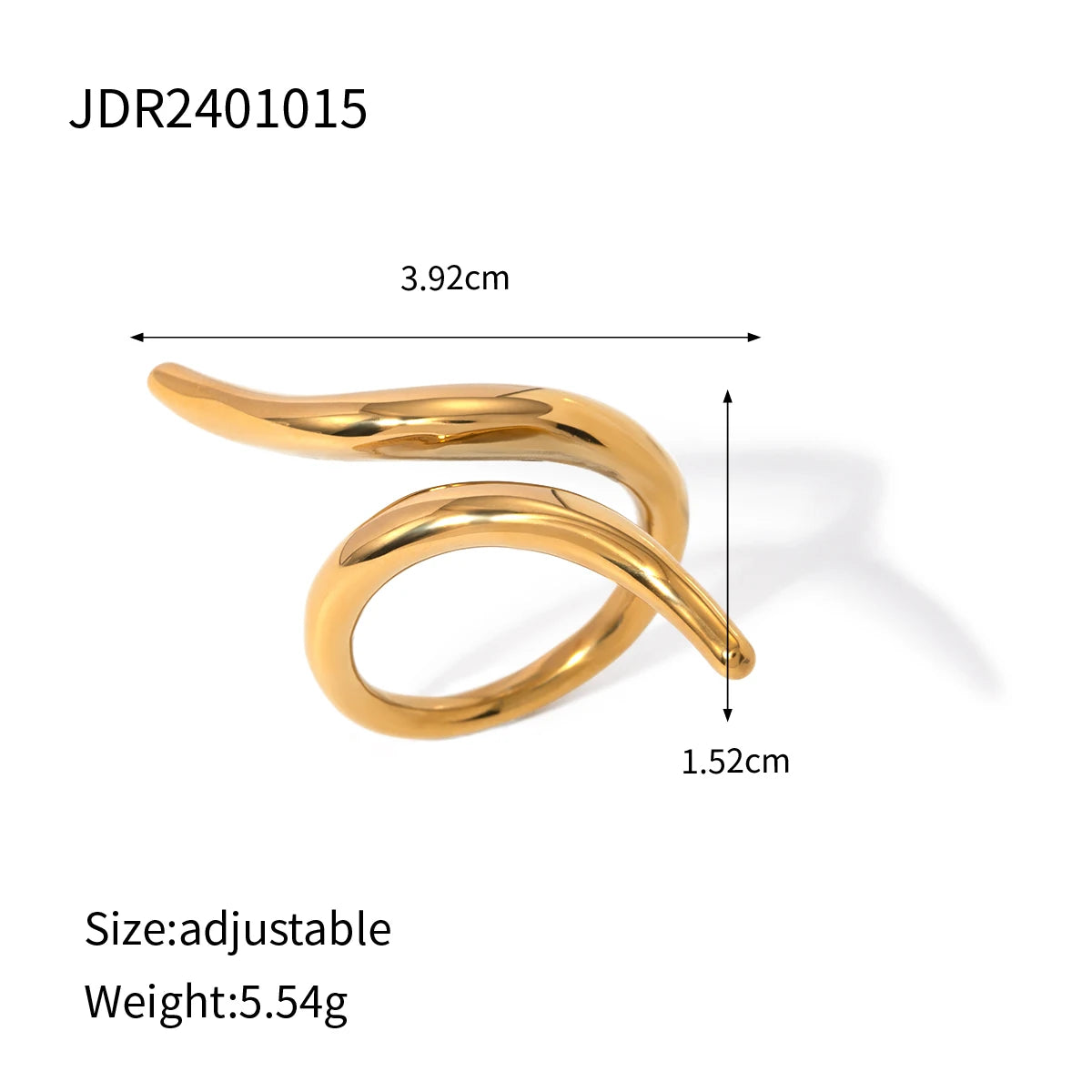 Jewelryposter Stainless Steel Geometric Open Ring Fashion Gold Metal Finger Women&
