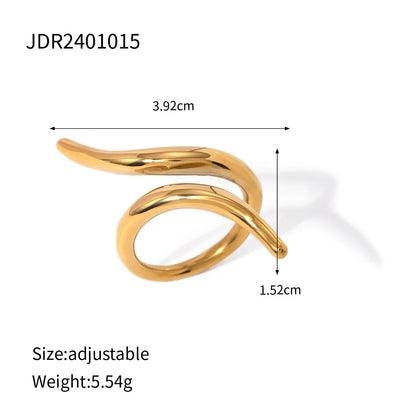 Jewelryposter Stainless Steel Geometric Open Ring Fashion Gold Metal Finger Women&