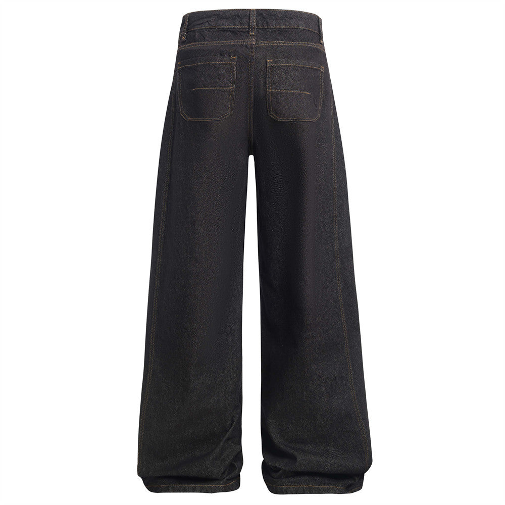 American High Street Design Denim Wide Leg Long Pants Men&