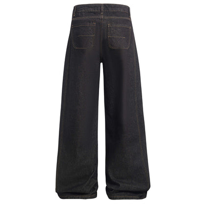 American High Street Design Denim Wide Leg Long Pants Men&
