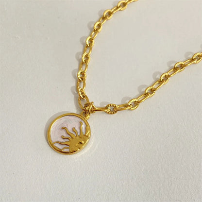 Titanium Steel Sun &amp; Moon Necklace