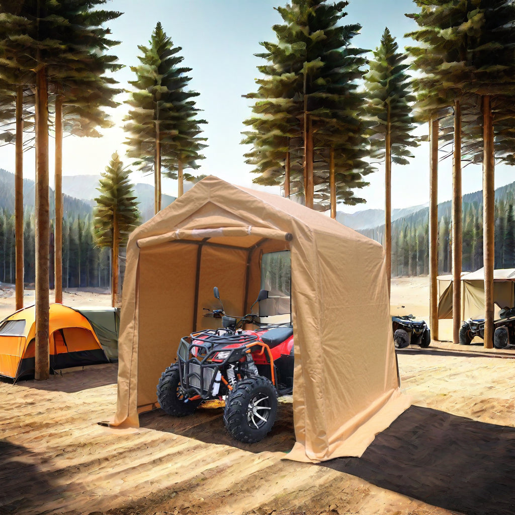 7x12ft Outdoor Portable Gazebo Storage Shelter Shed with 2 Roll up Zipper Doors &amp; Vents Carport
