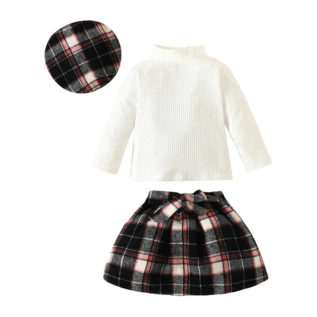 ma&amp;baby 6M-3Y Toddler Infant Newborn Baby Girls Clothes Sets Knit Long Sleeve Tops Plaid Skrits Hat Fall Spring Outfits  D05