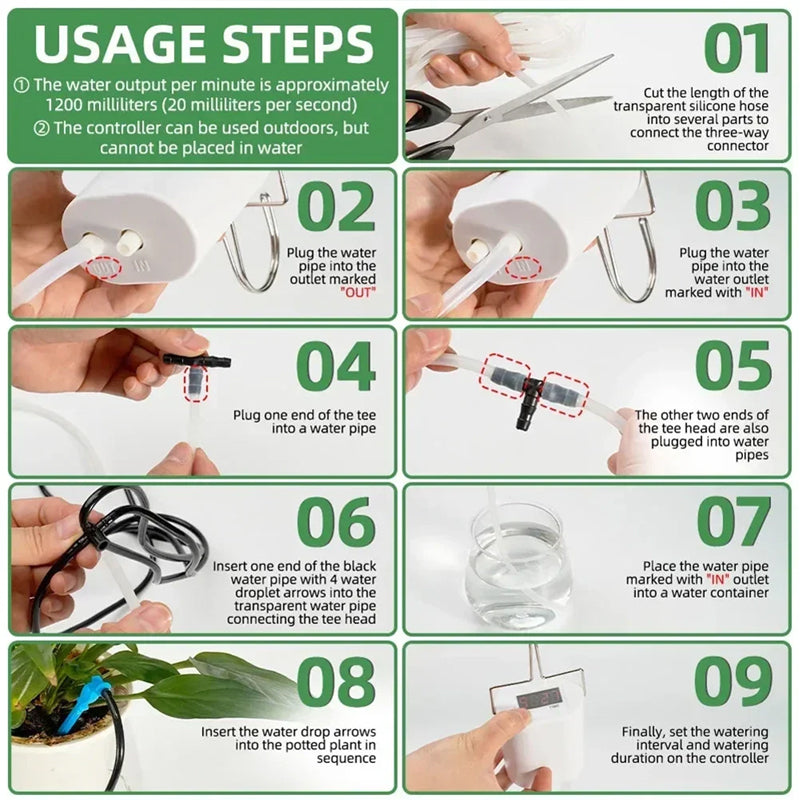 2/4/8/16 - Head Automatic Irrigation Controller, Plant &amp; Flower Sprinklers, Drip Irrigation Kit, Potted Timer