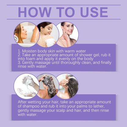 Lavender Shampoo &amp; Shower Set Gently Cleans And Moisturizes Body, Skin And Scalp
