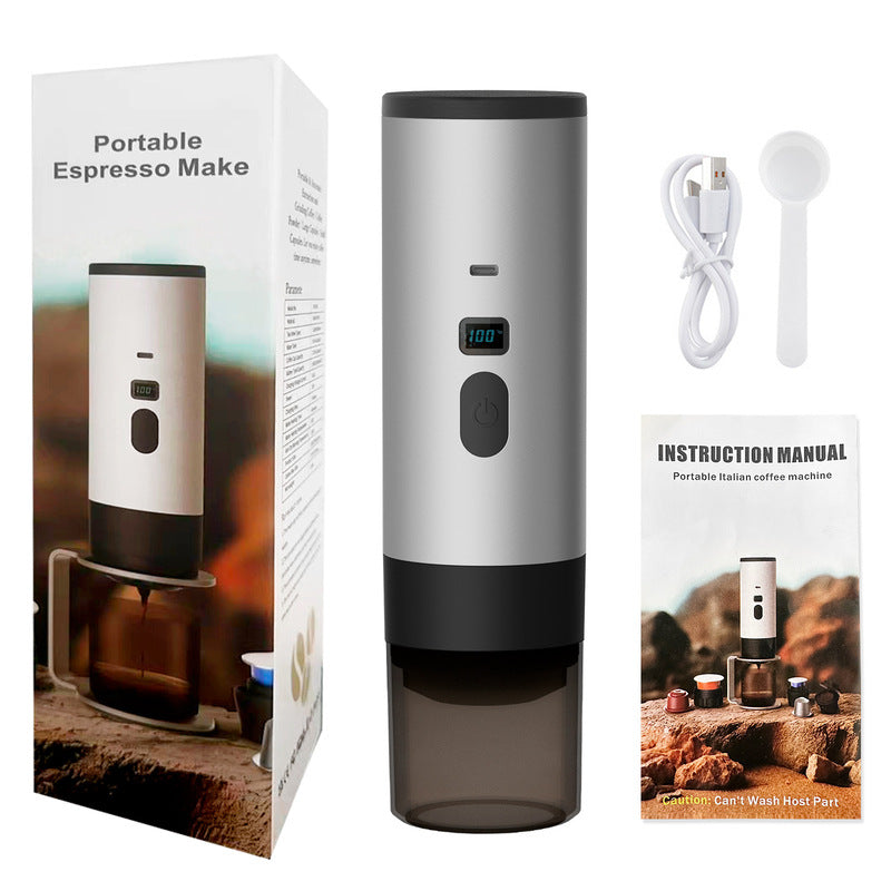 Portable Wireless 3-in-1 Espresso Maker, 7800mAh, Car/Home/Camping, Ground/Capsule Coffee.