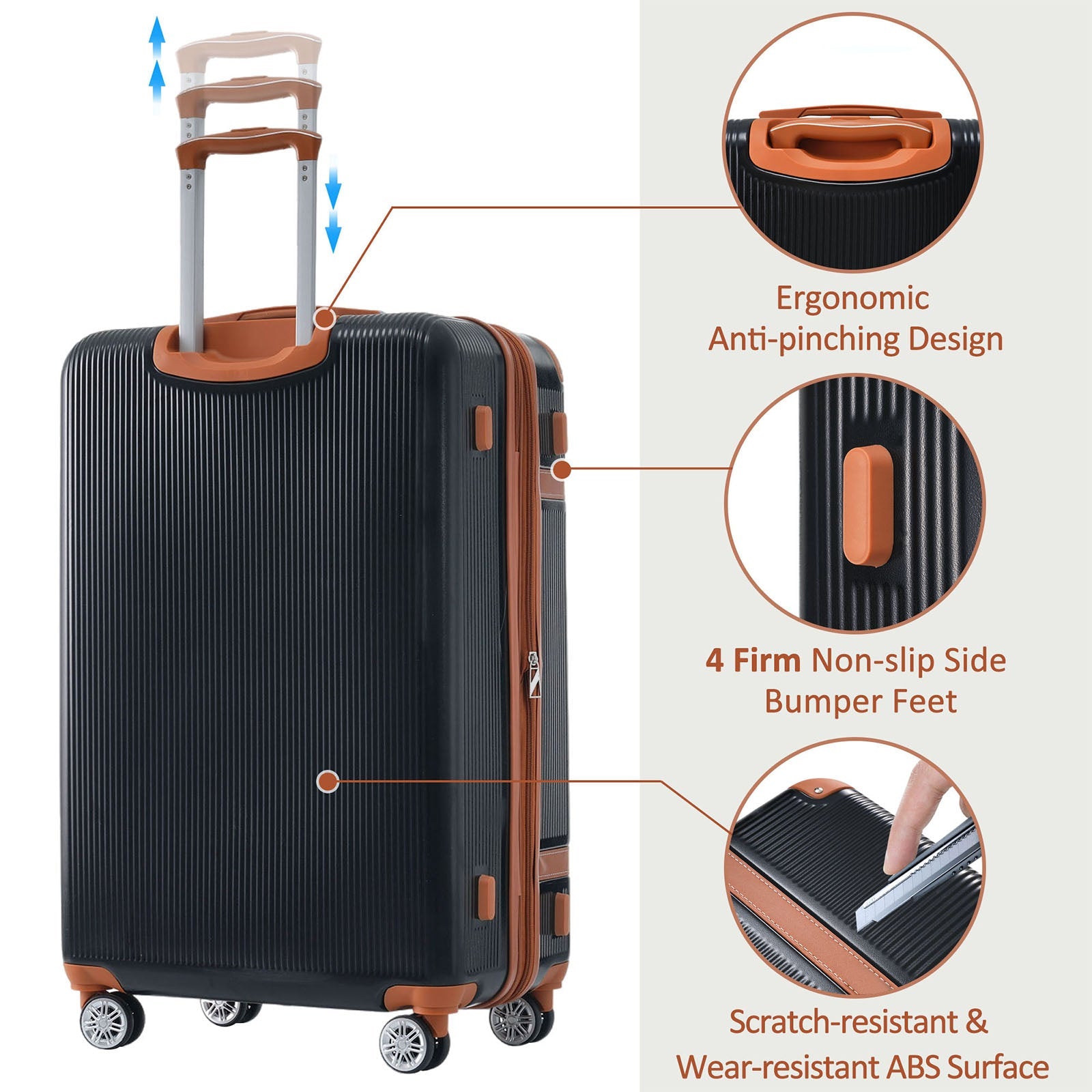 Hardshell Luggage Sets 3 Piece double spinner 8 wheels Suitcase with TSA Lock Lightweight 20&