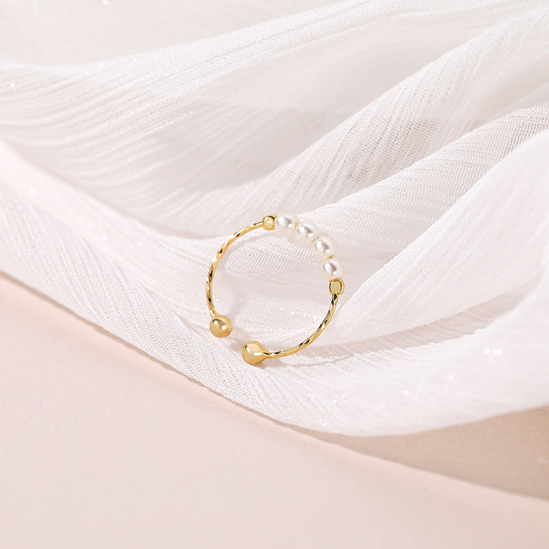 Retro imitation pearl ring women&