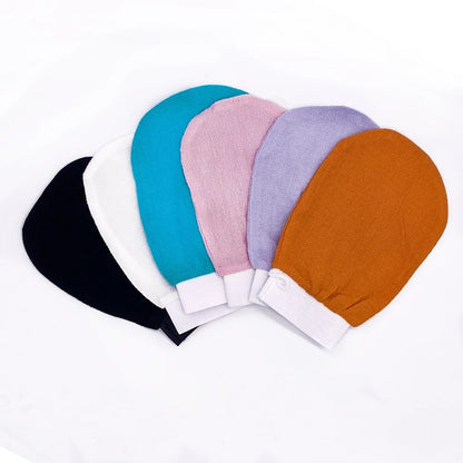 Medium fine sand, viscose fiber, silk like scrub gloves, shower towels, and special scrub mud that does not harm the skin