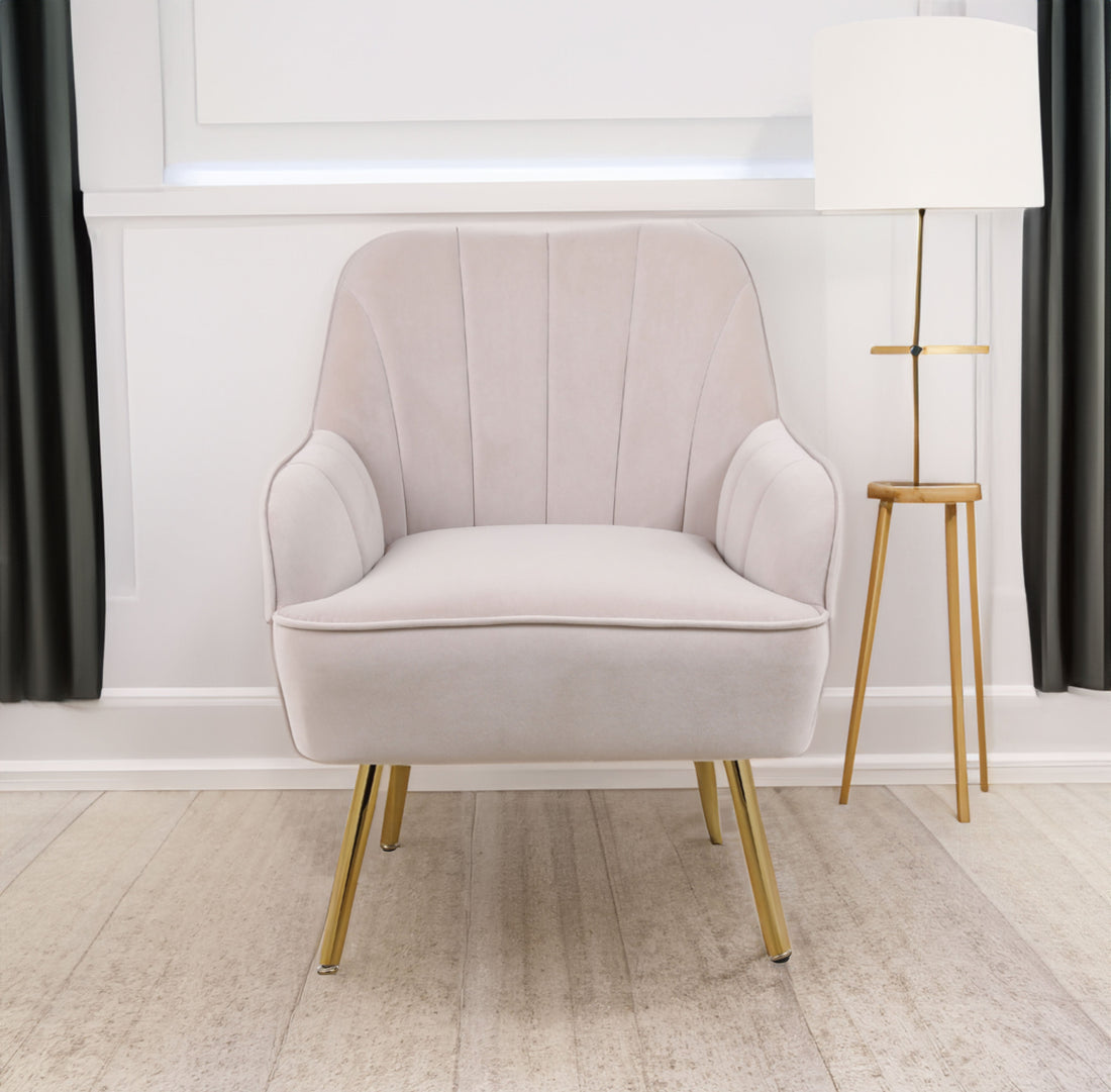 Modern Mid Century Chair velvet Sherpa Armchair for Living Room Bedroom Office Easy Assemble(BEIGE)