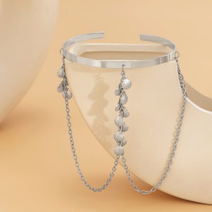 Ethnic style, personalized metal iron chain, arm chain, niche, simple, open-ended arm bracelet, arm ring, female