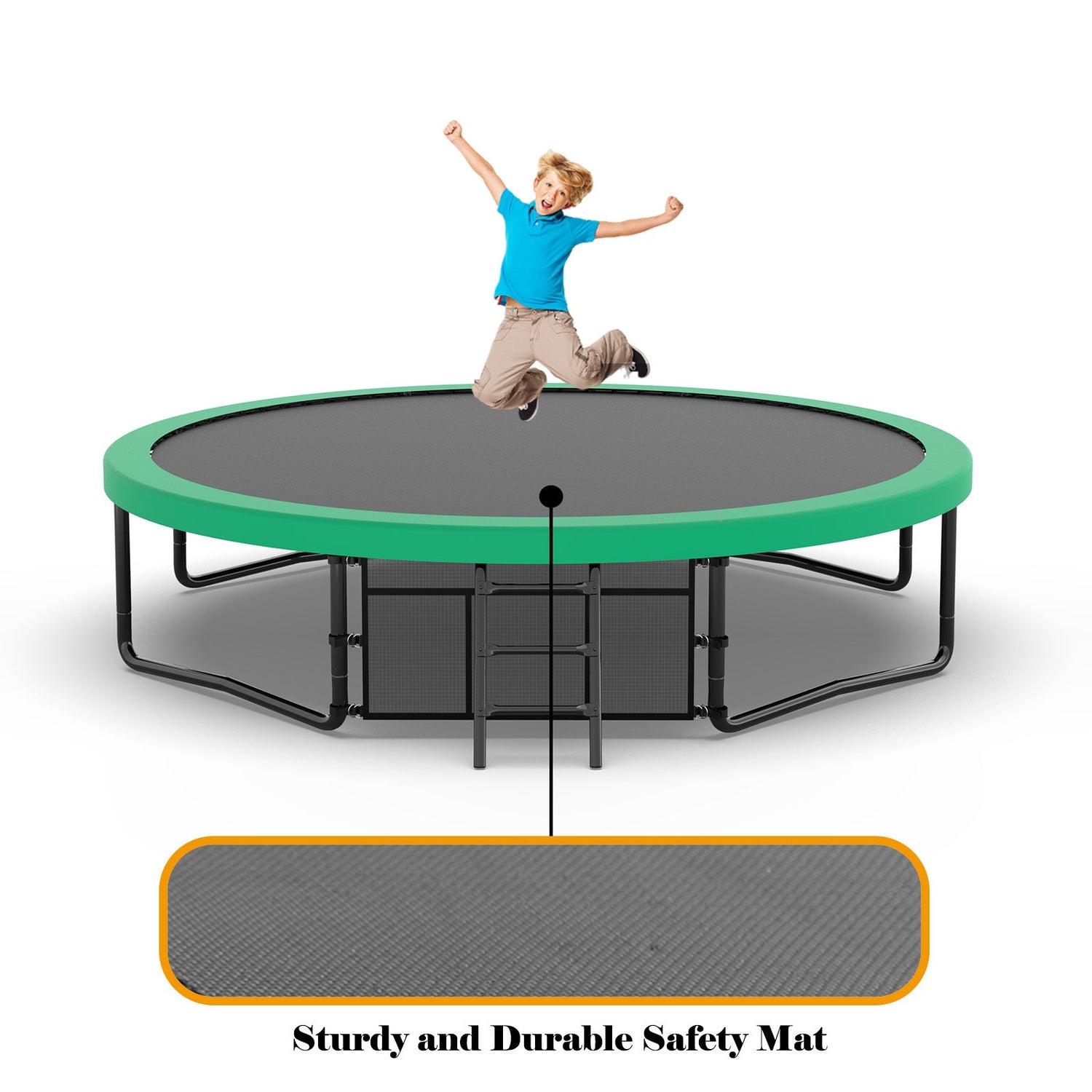 12FT Recreational Kids Trampoline with Safety Enclosure Net &amp; Ladder, Outdoor Recreational Trampolines