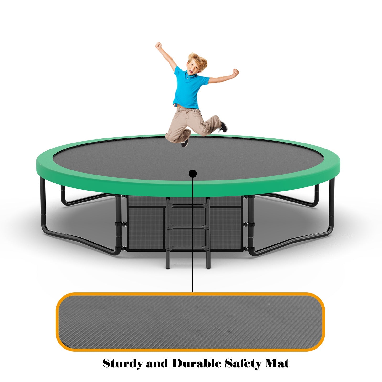 12FT Recreational Kids Trampoline with Safety Enclosure Net &amp; Ladder, Outdoor Recreational Trampolines