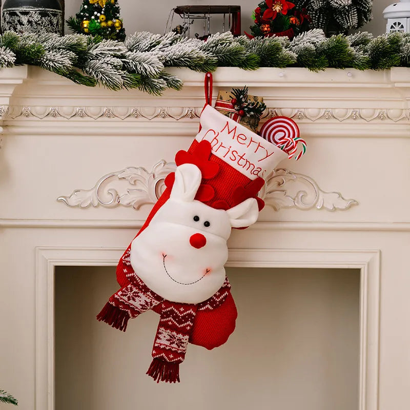 Christmas Decorative Socks 3D Elderly Elk Knitted Socks Children&