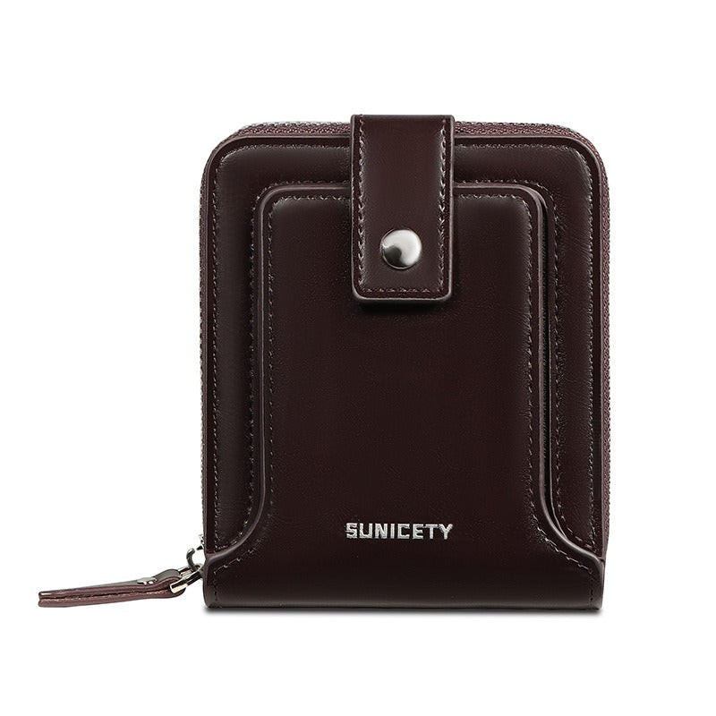 RFID Anti-Theft Brush Vintage Zipper Wallet Horizontal Type Driver&