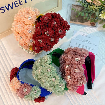 Flower series fashionable wide edge handmade fabric headband headband for women
