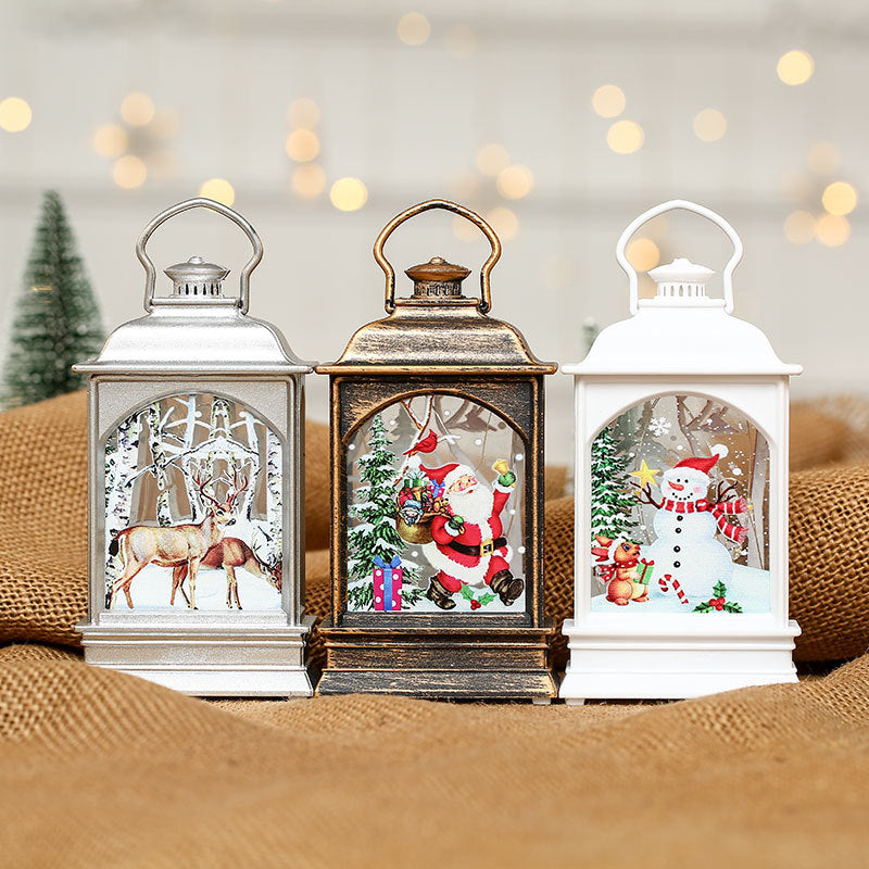 Christmas decorations, illuminated hand-held oil lamps, LED display window decorations, party decorations, children&