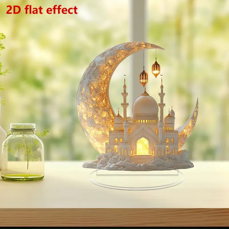 2025 Ramadan 2D Acrylic Moon - Castle Ornament. Eid Al - fitr Decoration, Muslim Home &amp; Party Gift.